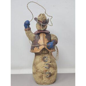 Cowboy Snowman Figurine With Lasso‎ Rustic Christmas Decor
